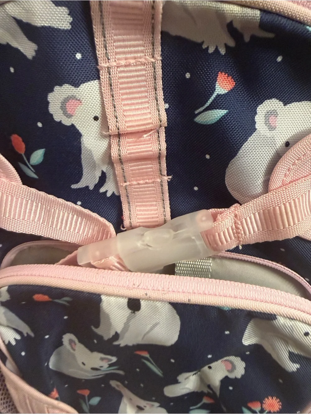 Pottery Barn Kids Mackenzie Pink Navy Koala Print Backpack Small